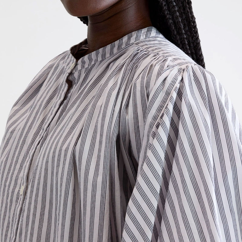 Bellerose - Blouse courte rayé - Blanc & Bleu marine