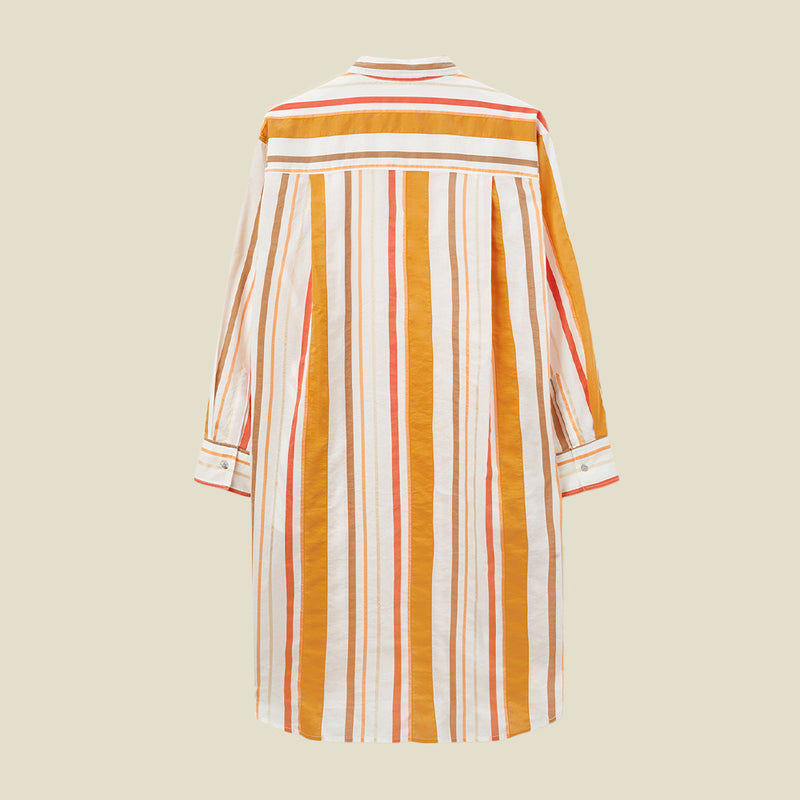 Pomandère - Robe chemise rayée - Orange