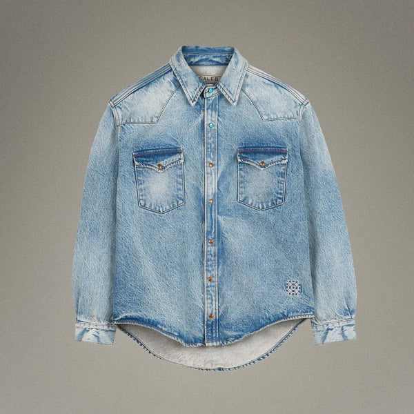 Caleb - Chemise Western Denim - Bleu