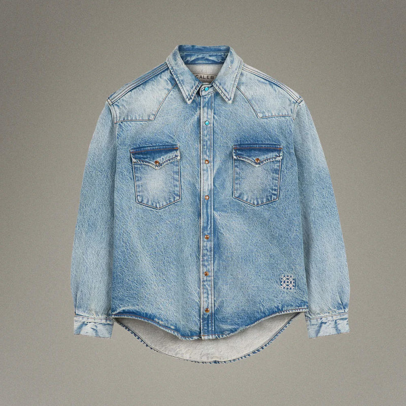 Caleb - Chemise Western Denim - Bleu