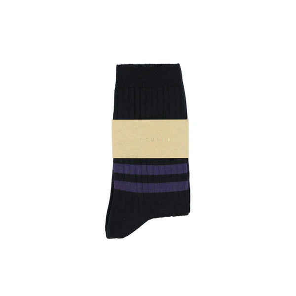 Escuyer - Chaussettes rayures - Bleu marine