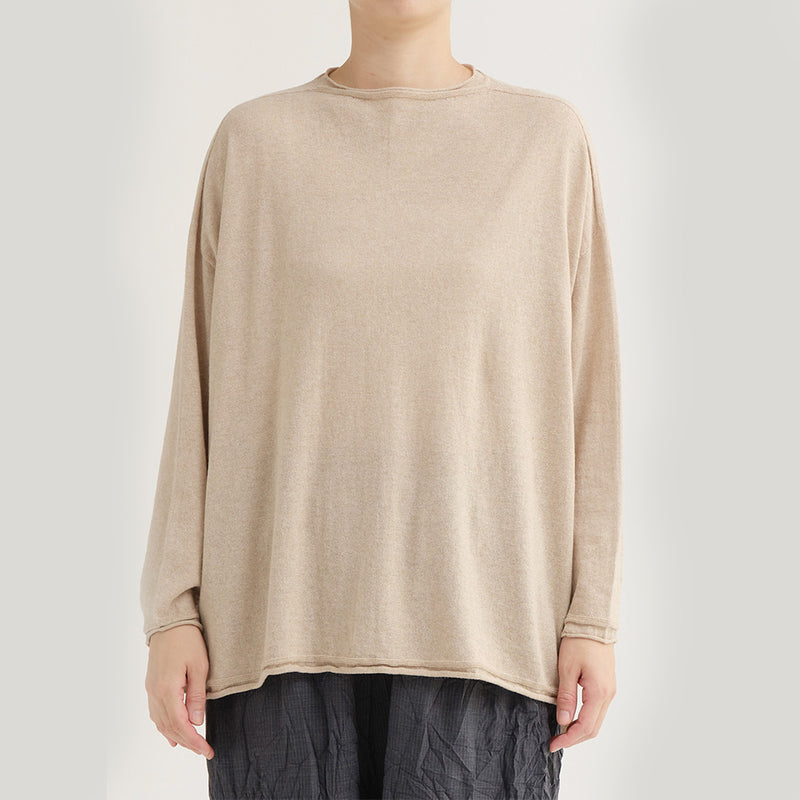 Pas de Calais - Pull carré en coton et lin - Beige