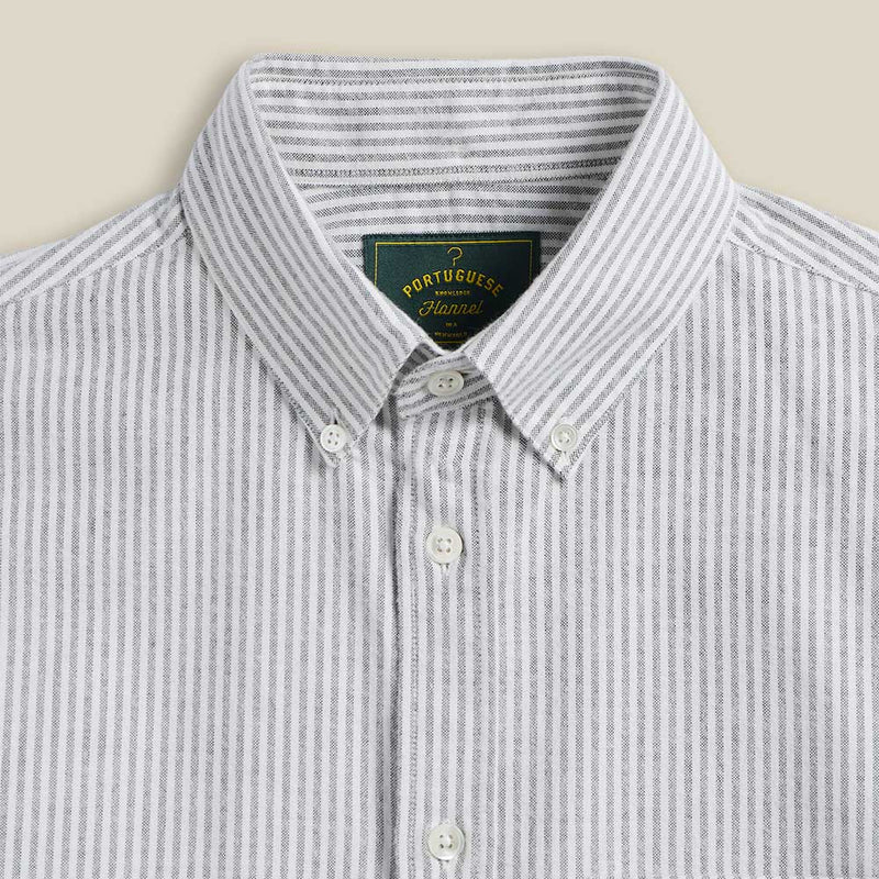 Portuguese Flannel - Chemise Brushed Oxford Rayures - Vert Moss