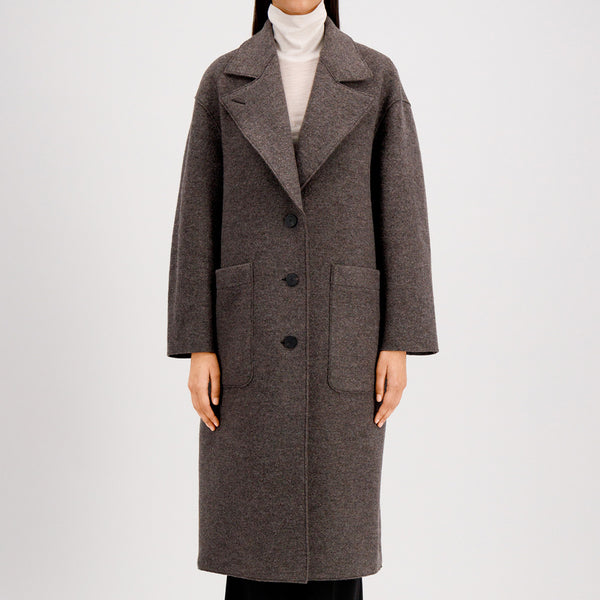 Harris Wharf London - Manteau Greatcoat - Marron et Gris