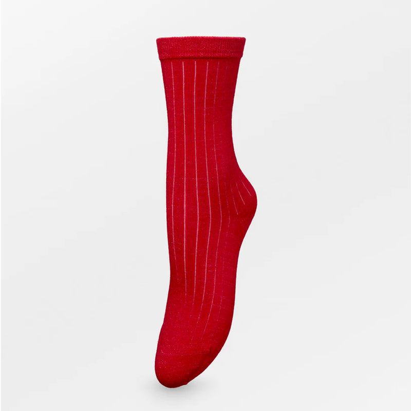 Becksöndergaard - Chaussettes Rib Glitter - Rouge