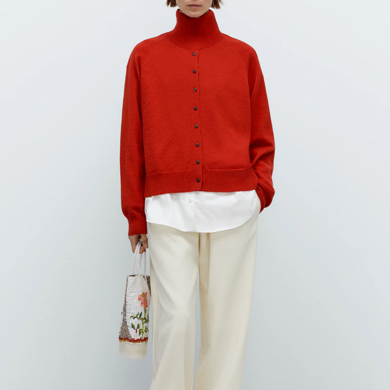 Cordera - Pull Laine Boutons - Rouge