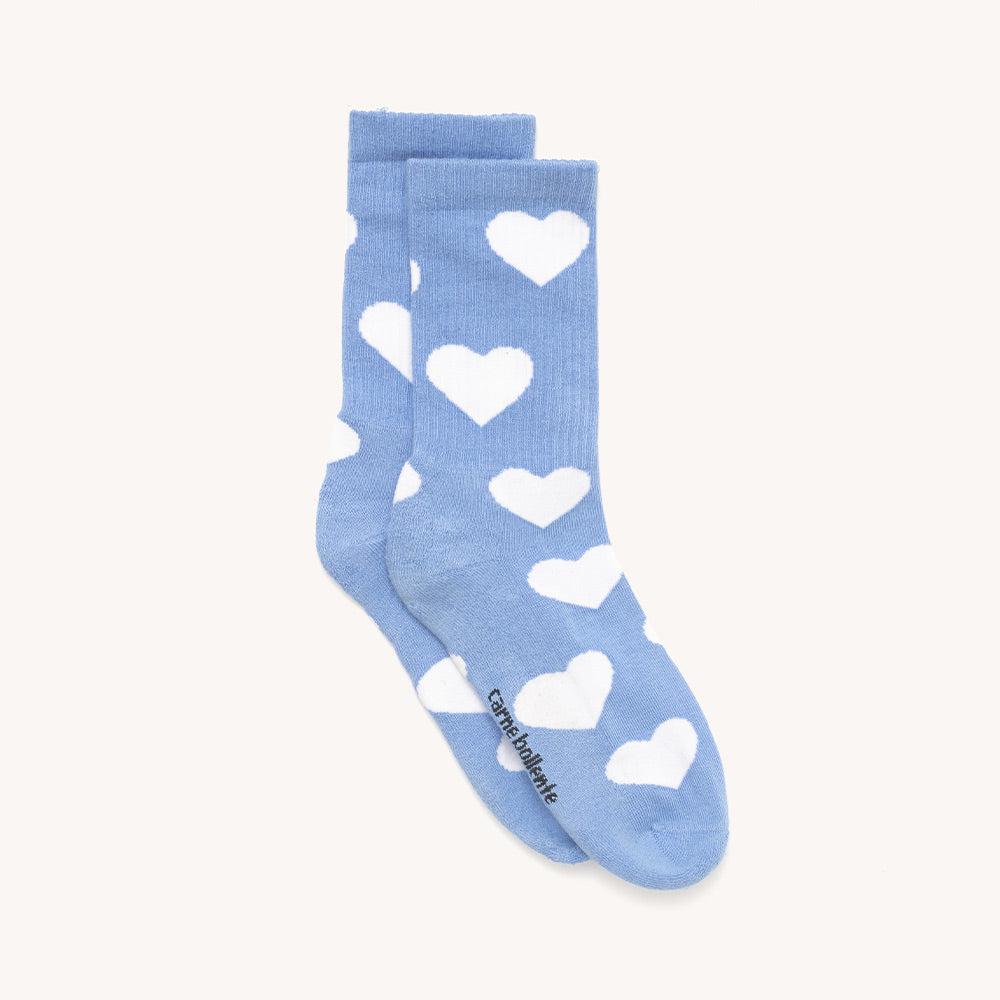 Chaussettes Unabux My Love Bleu Avec Cœurs - Taille 41-46, 80% Coton, Lavable Machine 30°C