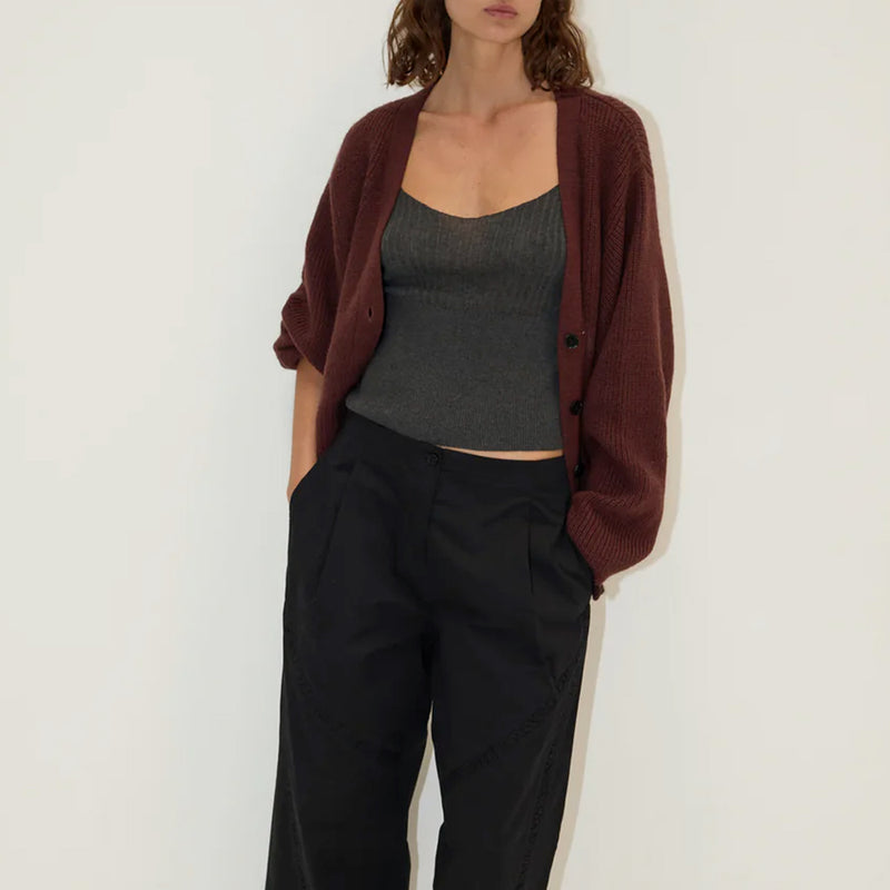 Deiji Studio - Cardigan Flounce - Burgundy