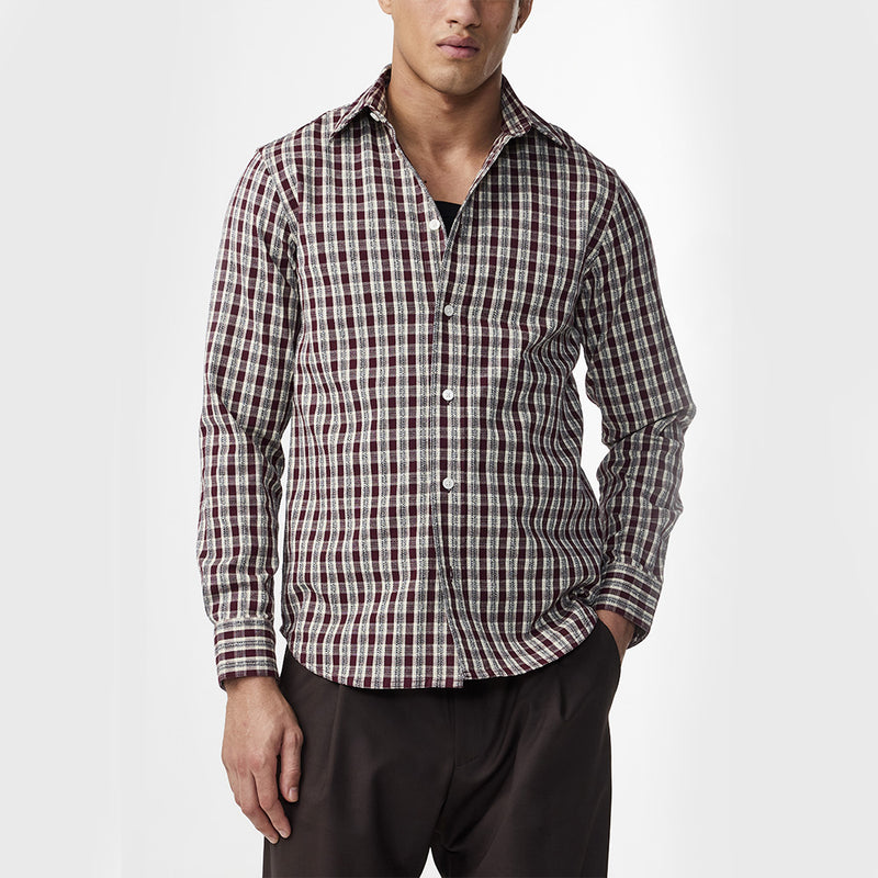NN07 - Chemise Colby - Bordeau Carreaux