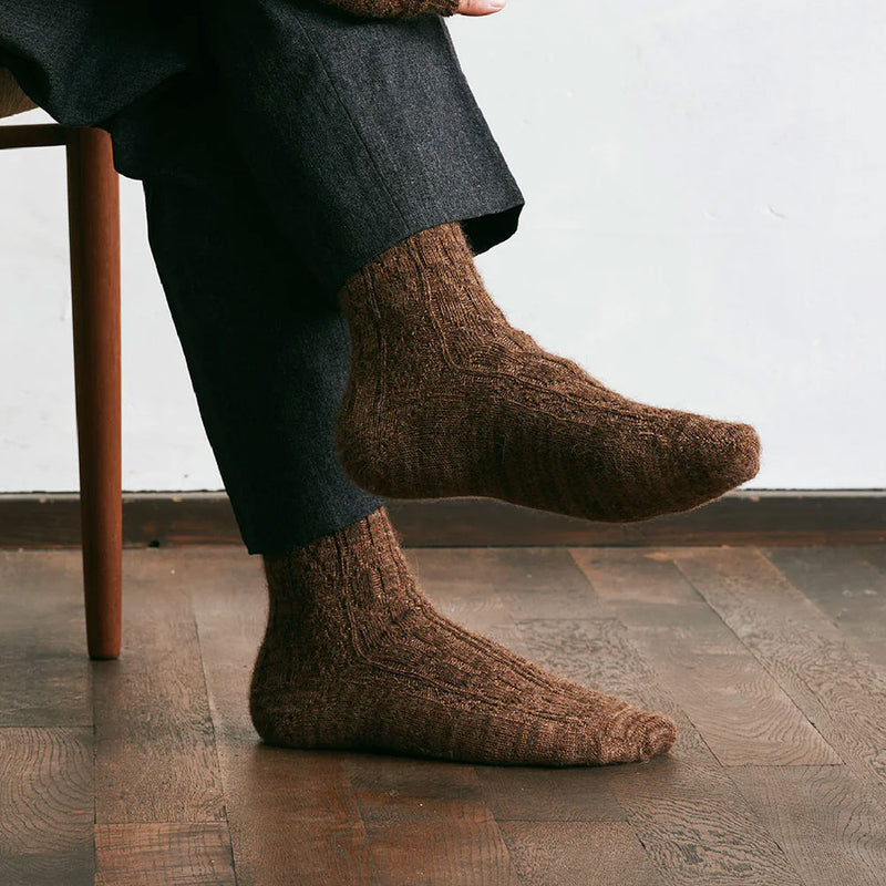 Yahae - Chaussettes Alpaca Cable - Marron