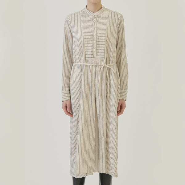Pas de Calais -  Robe Brossée Rayures - Ivoire