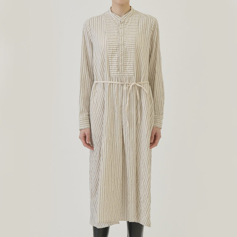 Pas de Calais -  Robe Brossée Rayures - Ivoire