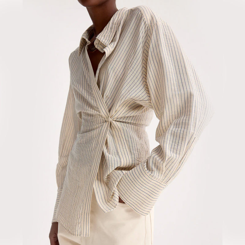 Rohe - Chemise Rayures Asymétriques  - Crème