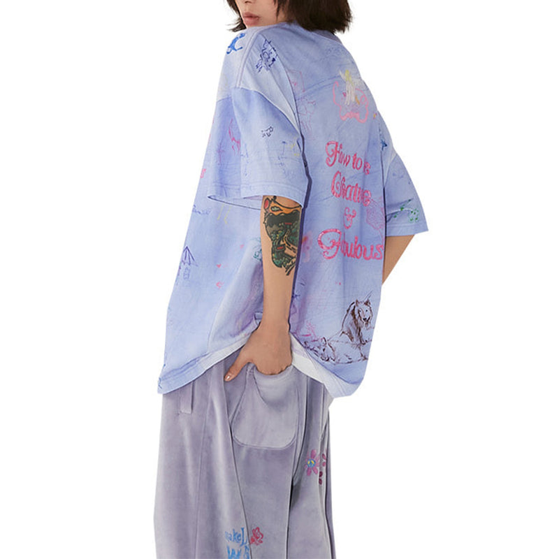 Halfway Native -  T-Shirt Moon River - Bleu