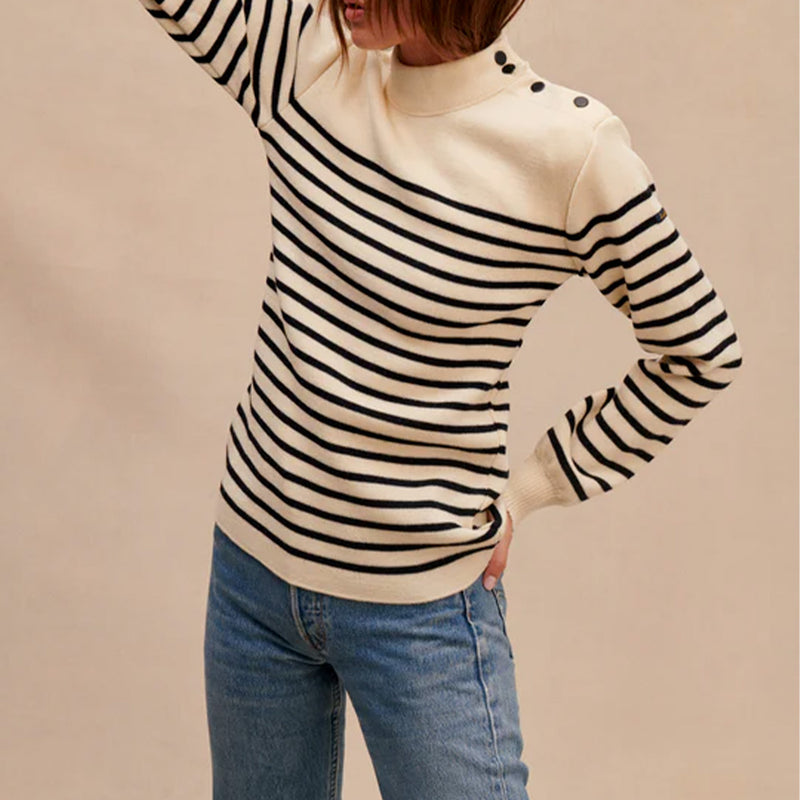 Le Minor - Pull Marin Rayures - Ecru & Marine