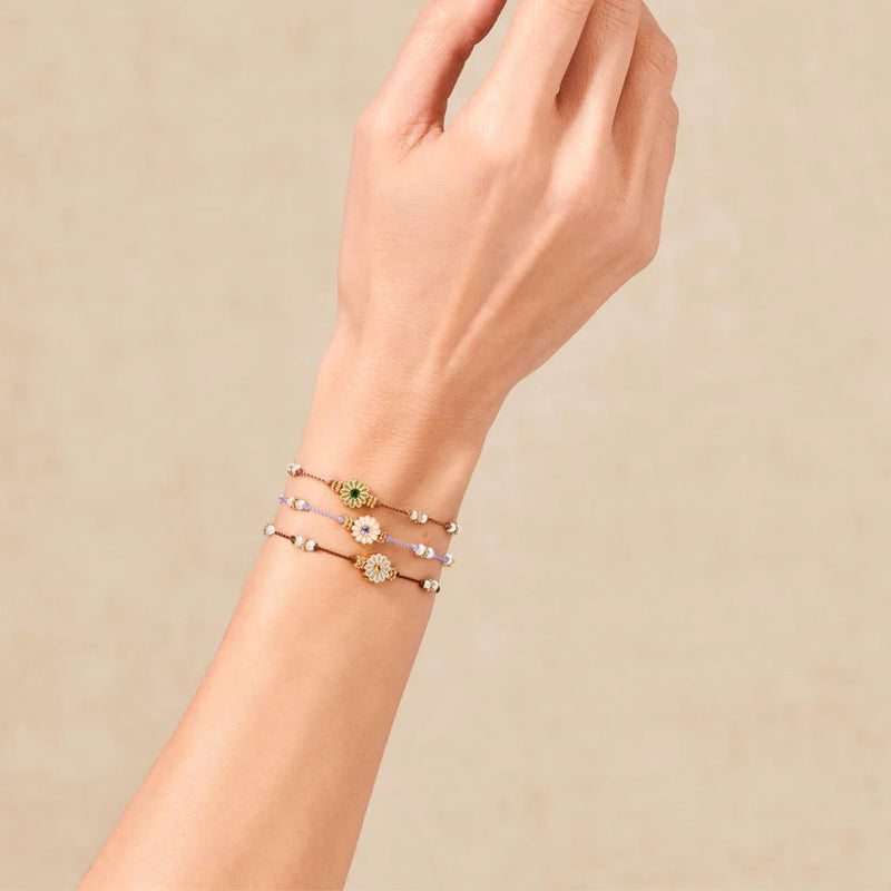 Tityaravy - Bracelet Malä-saï - Lila/perles/émail blanc