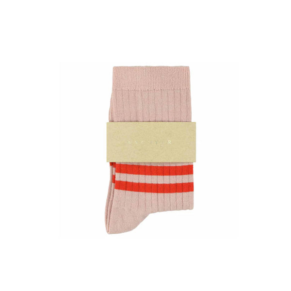 Escuyer - Chaussettes rayures - Rose orange