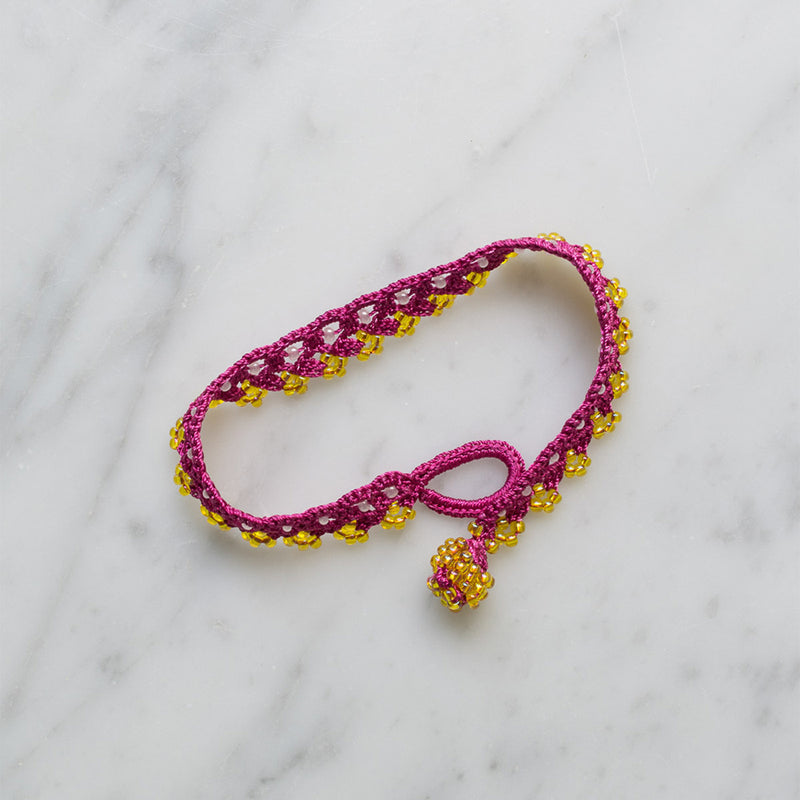 Ottomania - Bracelet crochet Meadow - Rose & Jaune