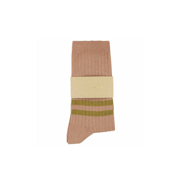 Escuyer - Chaussettes rayures - Rose doré