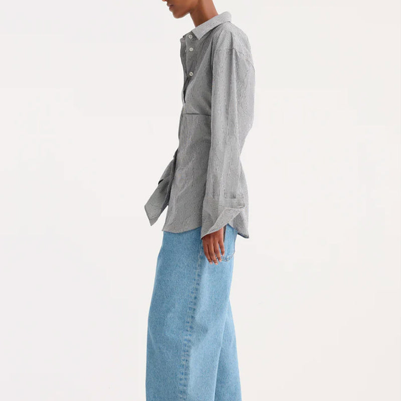 Rohe - Chemise Carreaux Froissés - Gris