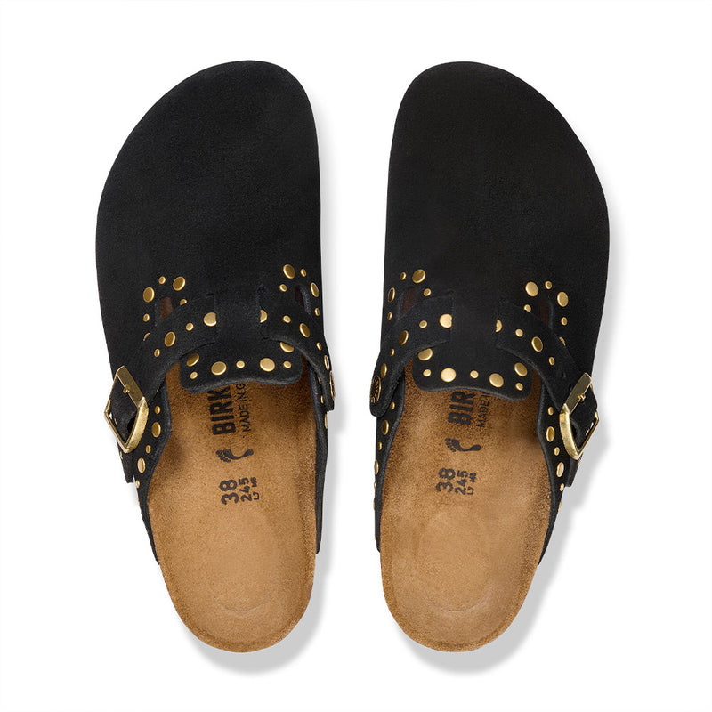 BIRKENSTOCK - Sabots Boston Rivet Suede - Lit de pied souple - Noir