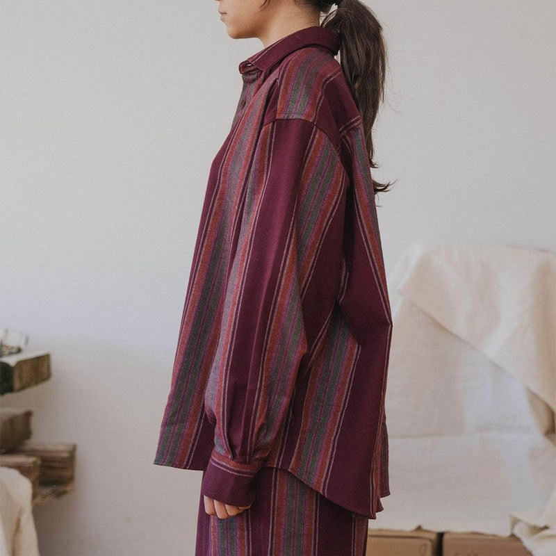 Baserange - Chemise Claude - Marroon Stripe