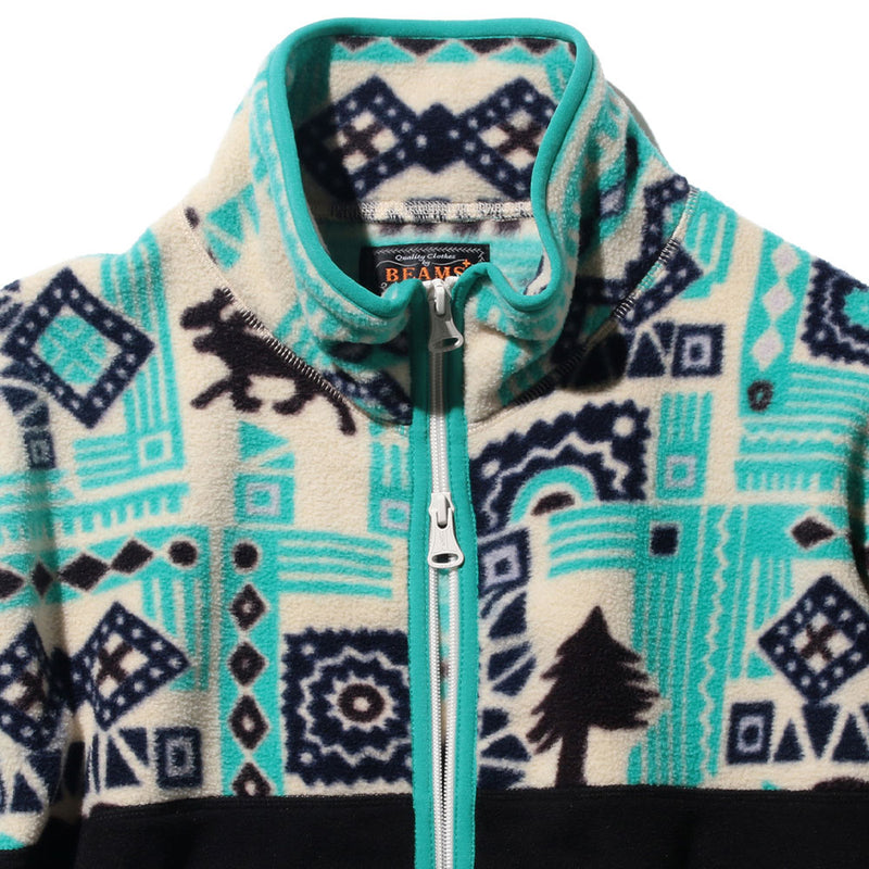 Beams Plus - Jersey imprimé animal - Bleu