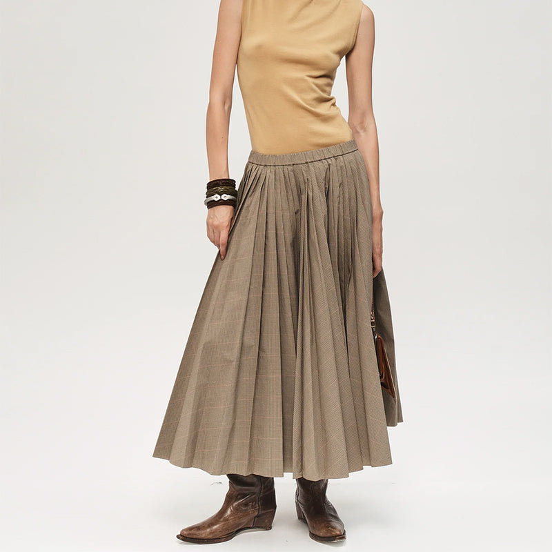 6397 - Pull-On Pleated Skirt - Plaid – Merci Paris