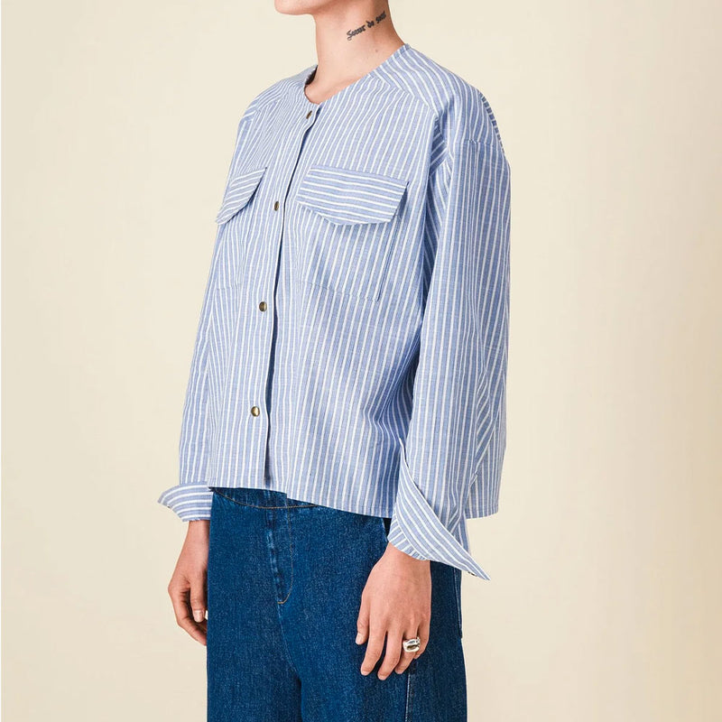 Sixsoeurs - Chemise Brad - Beige & Bleu