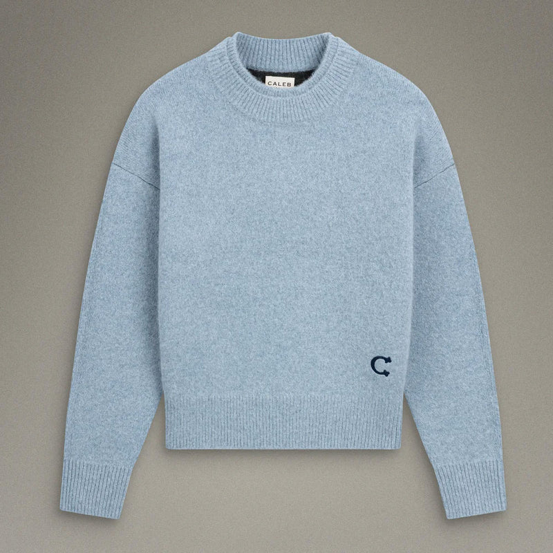 Caleb - Pull Col Rond Brodé - Pearl Grey