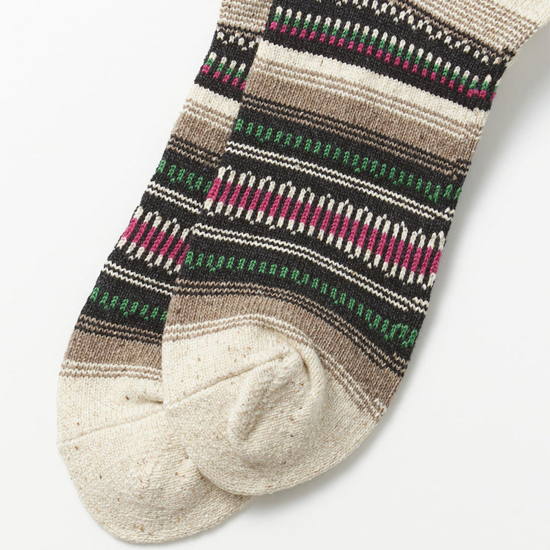 Rototo - Chaussettes tapisserie mexicaine - Vert/Rose