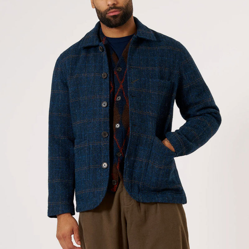 Universal Works - Veste Bakers Harris Tweed  - Marine