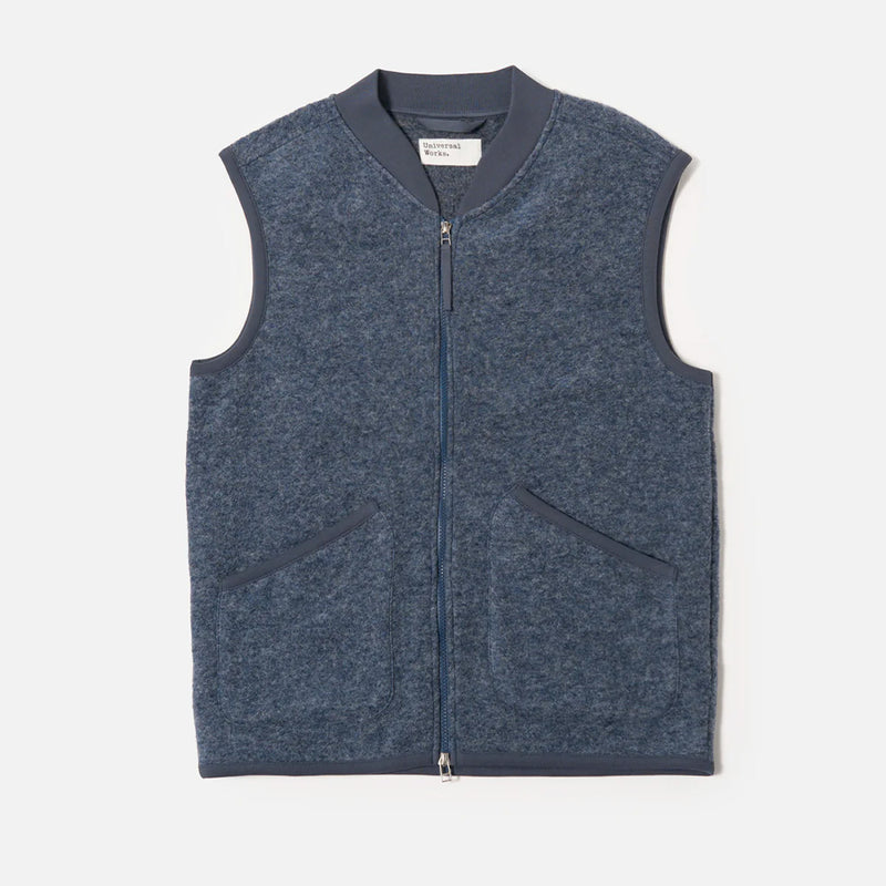 Universal Works - Veste Laine Zip - Bleu