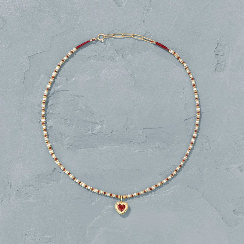 Tityaravy - Collier Ginik - Rouge / Perle