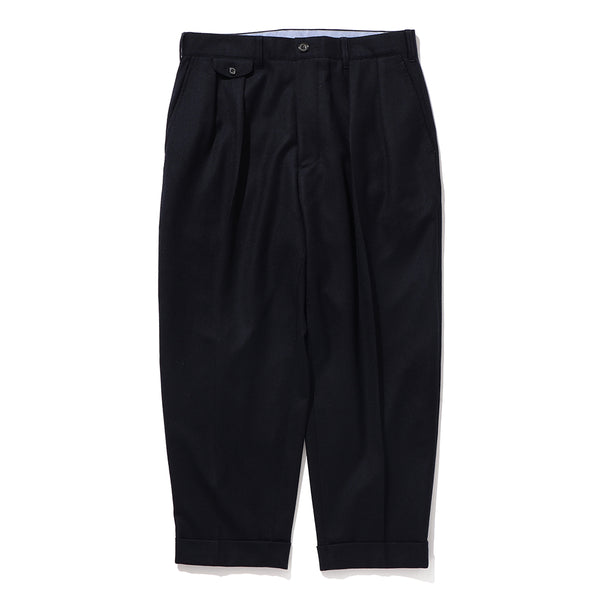 Beams Plus - Pantalon tapered en flanelle - Bleu marine