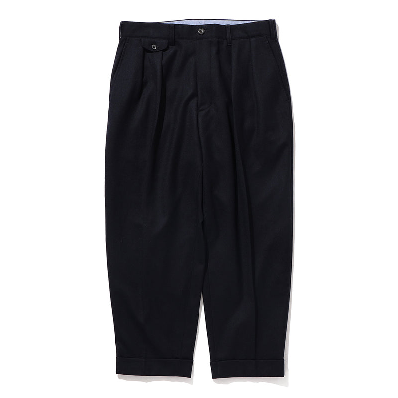 Beams Plus - Pantalon tapered en flanelle - Bleu marine