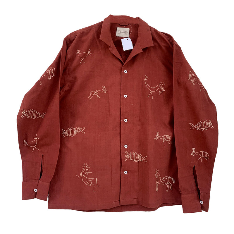 Harago - Chemise Fish SS2552 - Terracotta
