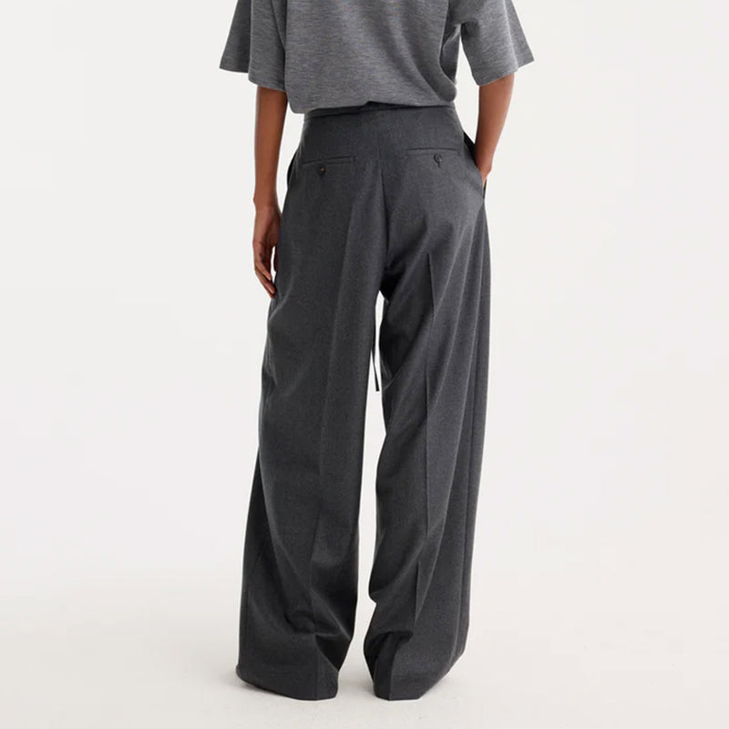 Rohe - Pantalon Décontracté Laine - Gris Foncé