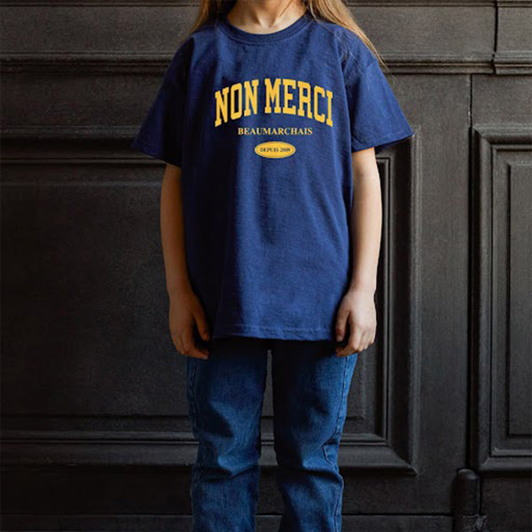 Merci - T-Shirt Enfant College Non Merci - Bleu