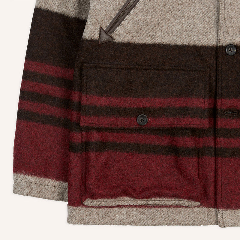 Drake's - Veste à Rayures - Rouge & Gris