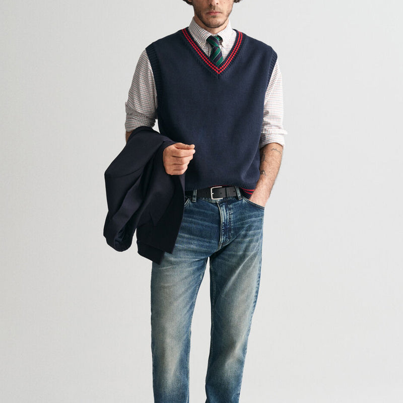 GANT - Pull Col V - Evening Blue