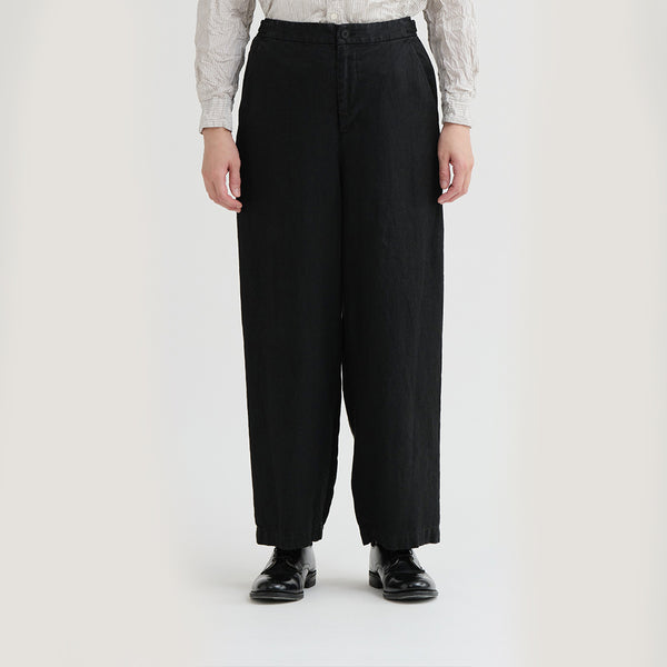 Pas de Calais - Pantalon large en sergé de lin - Noir