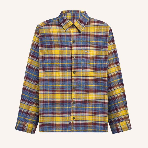 Later - Surchemise Casual à Carreaux - Tartan Bleu Jaune & Brun