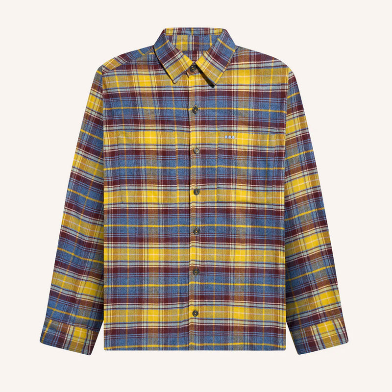 Later - Surchemise Casual à Carreaux - Tartan Bleu Jaune & Brun