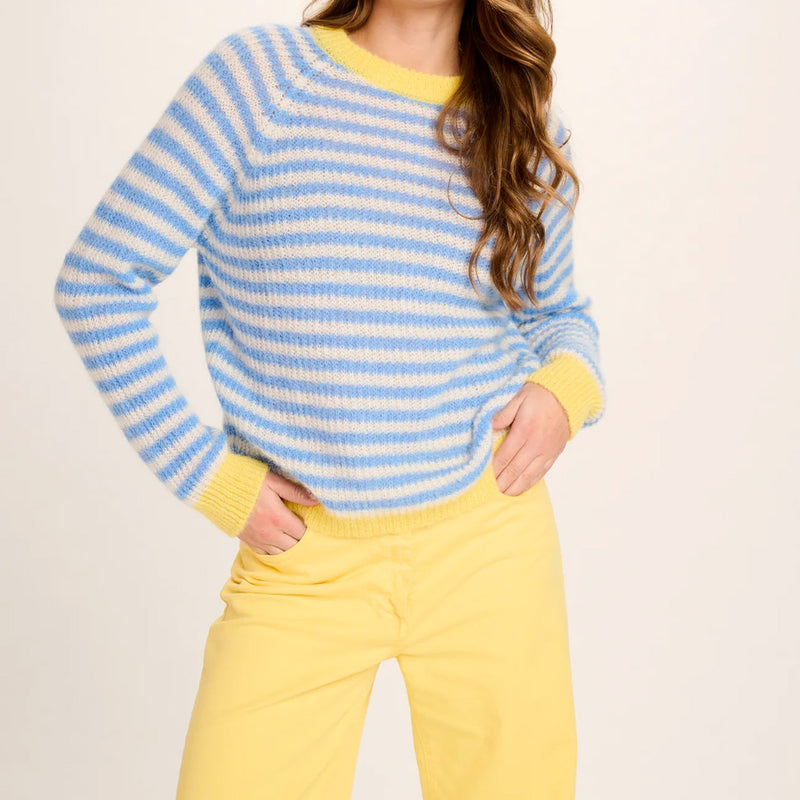 Les Tricots D'o - Pull Cristina - Bleu & Jaune