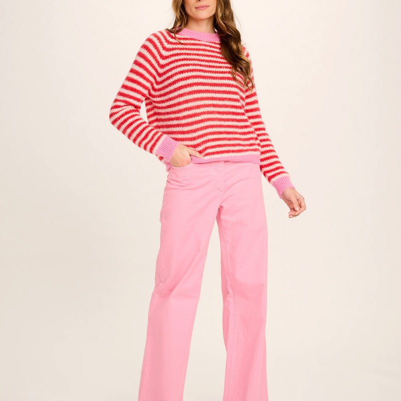 Les Tricots D'o - Pull Cristina - Rouge & Rose Bonbon