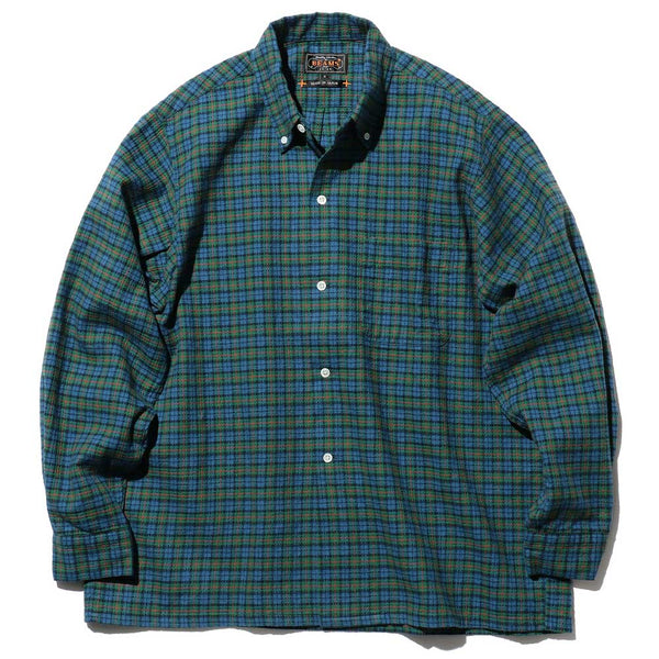Beams Plus - Chemise à carreaux - Bleu/Vert