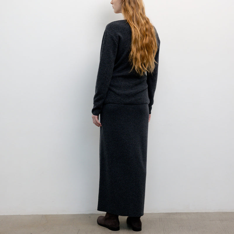 Le 17 septembre - Jupe Button Straight Knit - Charcoal