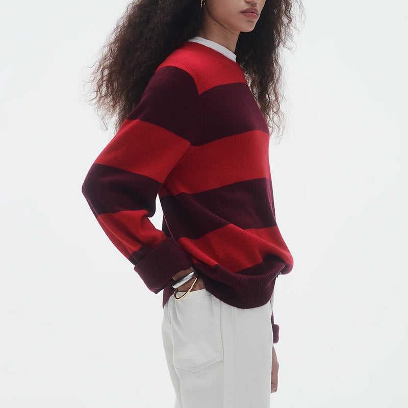 Guest In Residence - Pull Stripe Crew - Rouge & Prune