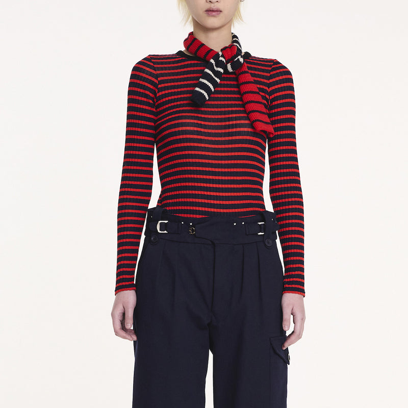 La Fetiche - T-Shirt Jackie Rayé - Marine & Rouge